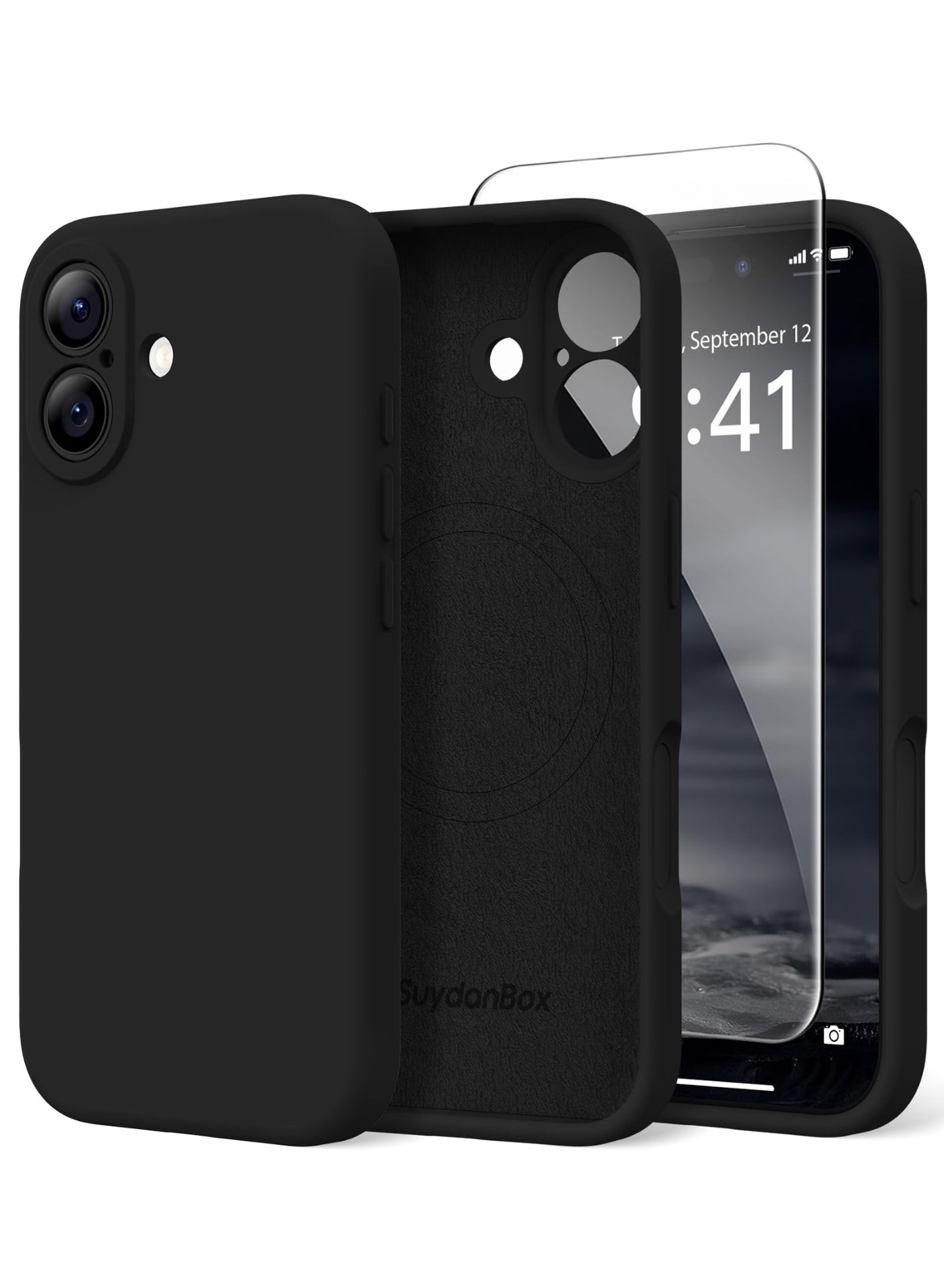 SUYDANBOX Magnetic for iPhone 17 Case, Compatible with MagSafe, [Full Camera Protection][Screen Protector] Silicone Shockproof Protective Phone Case for iPhone 17 6.3", Black